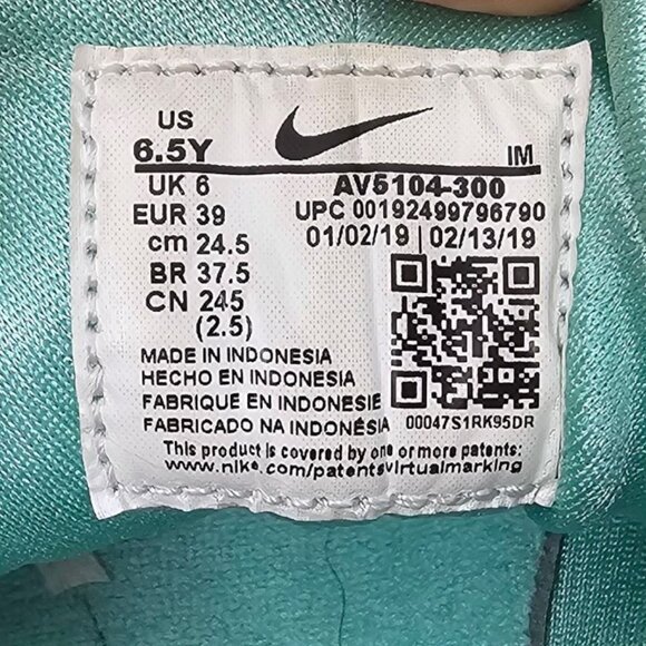 Nike Huarache Run Sparkle Sneakers Youth 6.5 Y Tropical Twist Aqua AV5104-300 - Picture 8 of 16